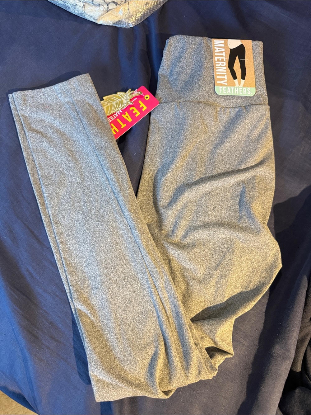 feathers Heather gray Maternity Leggings